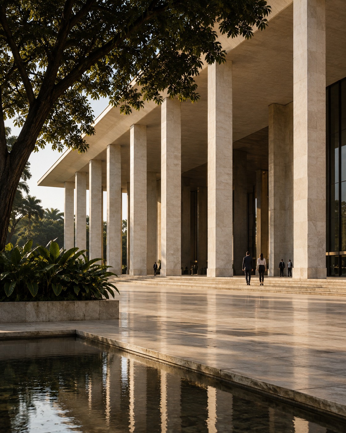 Arquitetura de um edifício público contemporâneo.